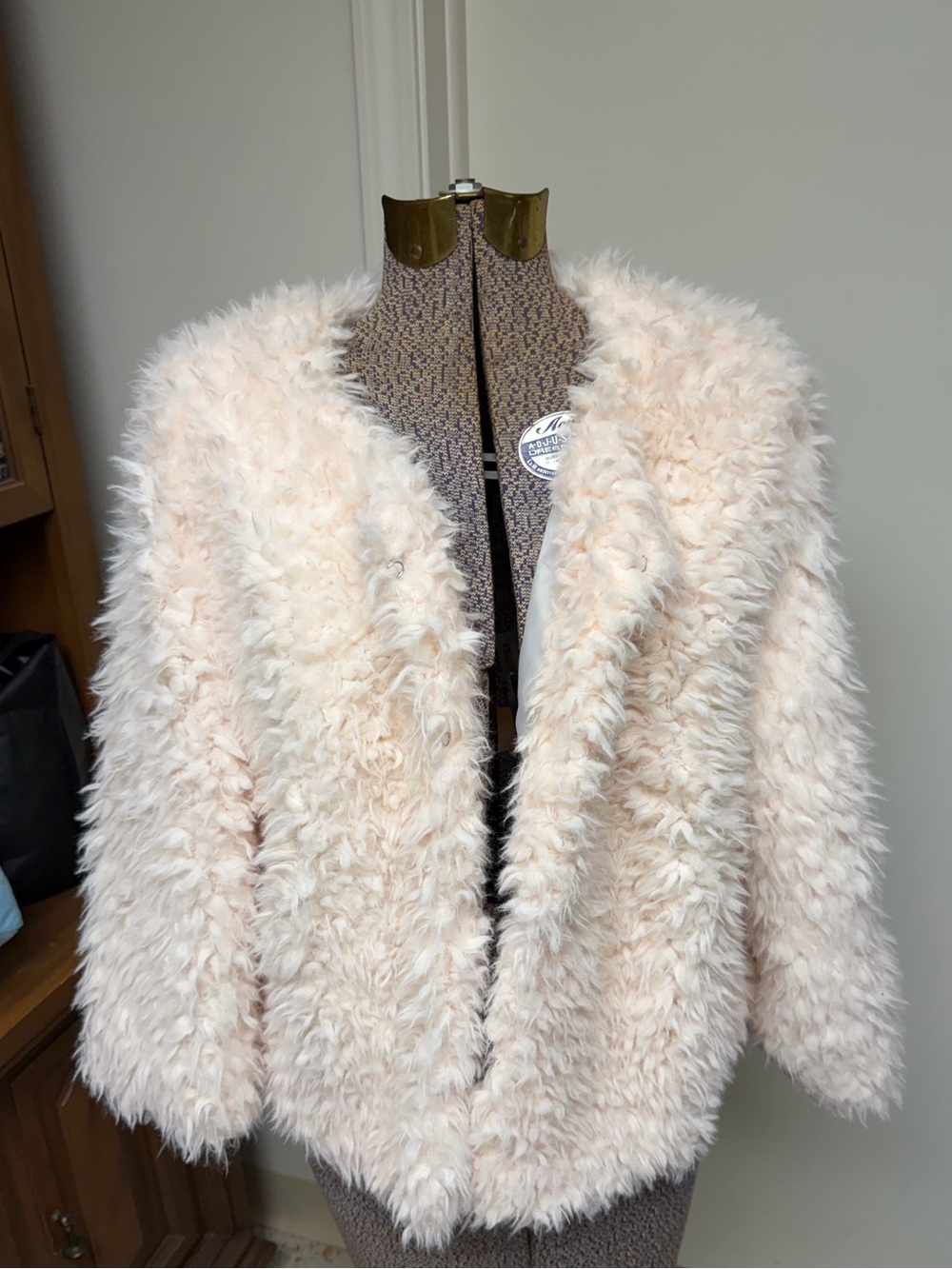 Tacera Ivory Faux Fur Open Front Jacket Coat Women’s XL Soft Plush